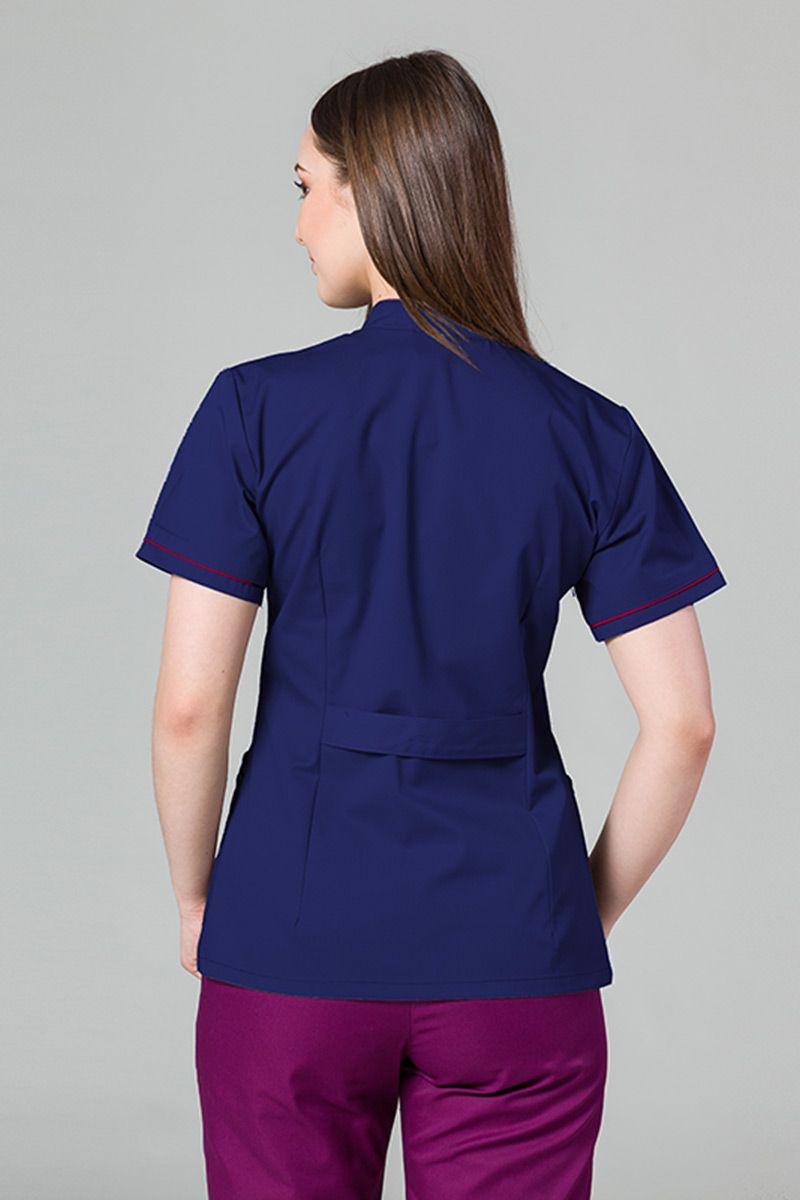Lékařské sako Sunrise Uniforms námořnická modř s malinovým lemem-1