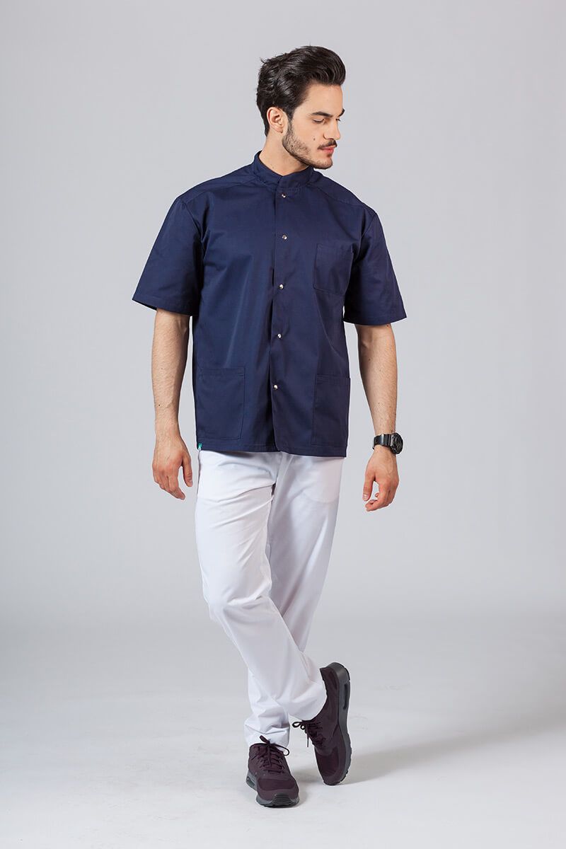 Pánská lékařská košile/halena se stojatým límečkem námořnická modř-1