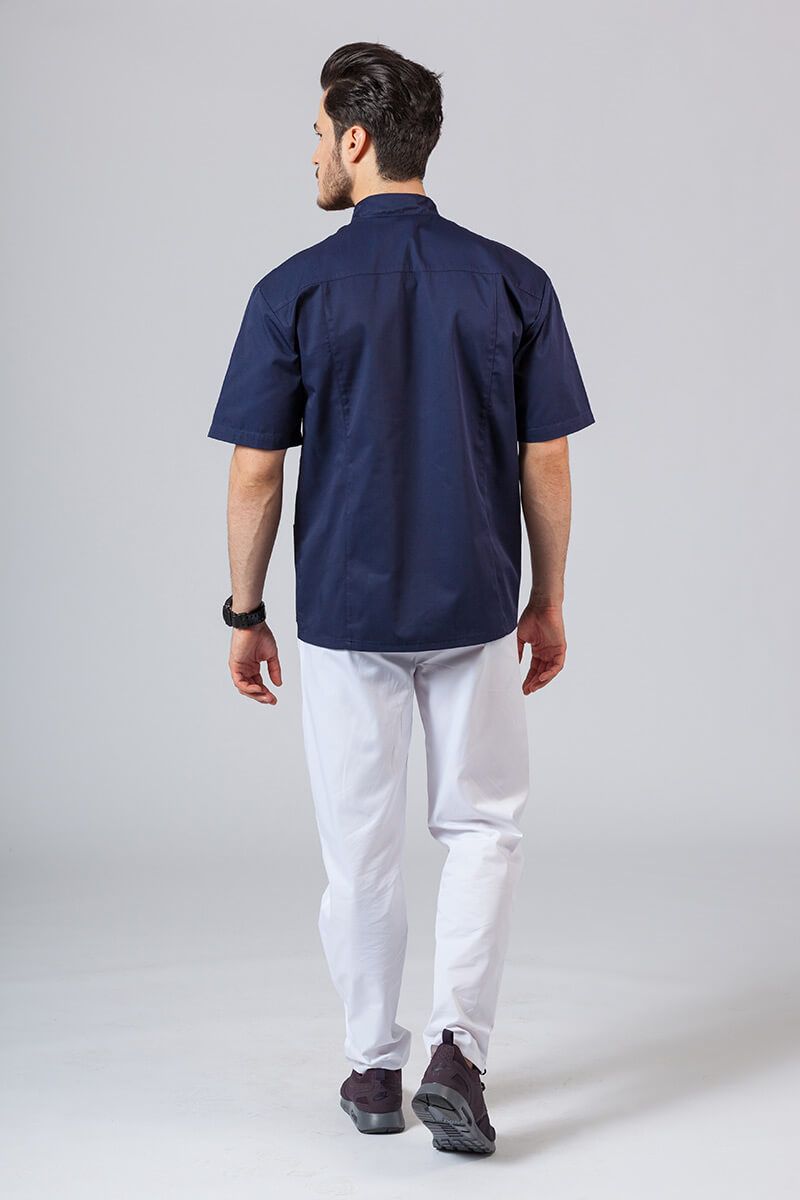 Pánská lékařská košile/halena se stojatým límečkem námořnická modř-3