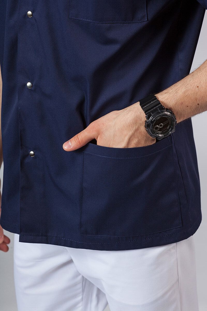Pánská lékařská košile/halena se stojatým límečkem námořnická modř-4