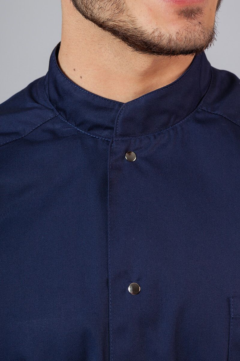 Pánská lékařská košile/halena se stojatým límečkem námořnická modř-5