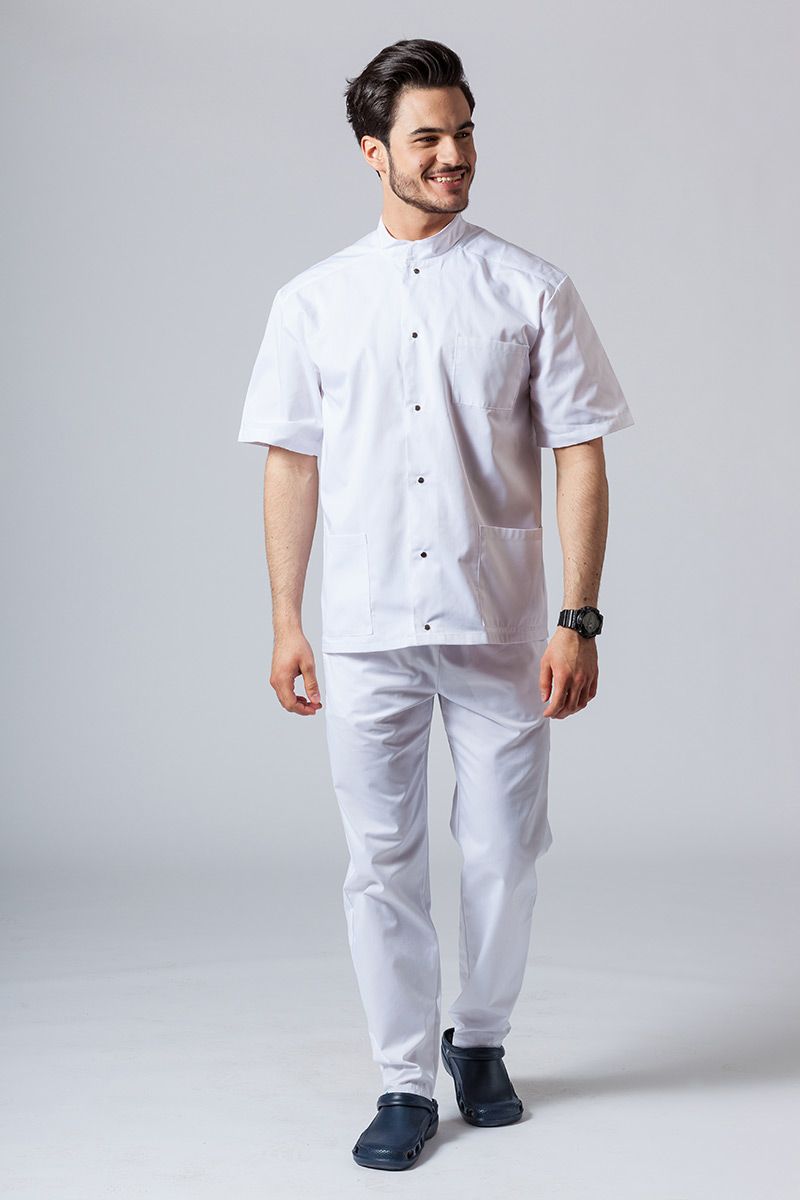 Pánská lékařská košile/halena se stojatým límečkem bílá-1