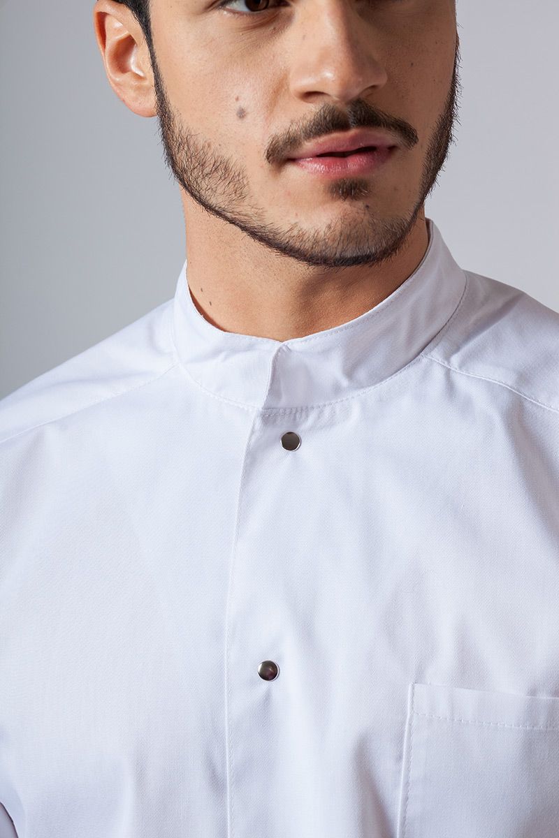 Pánská lékařská košile/halena se stojatým límečkem bílá-3