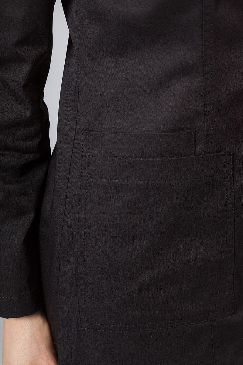 Krátký lékařský plášť s dlouhým rukávem (zakryté cvoky) černý-4