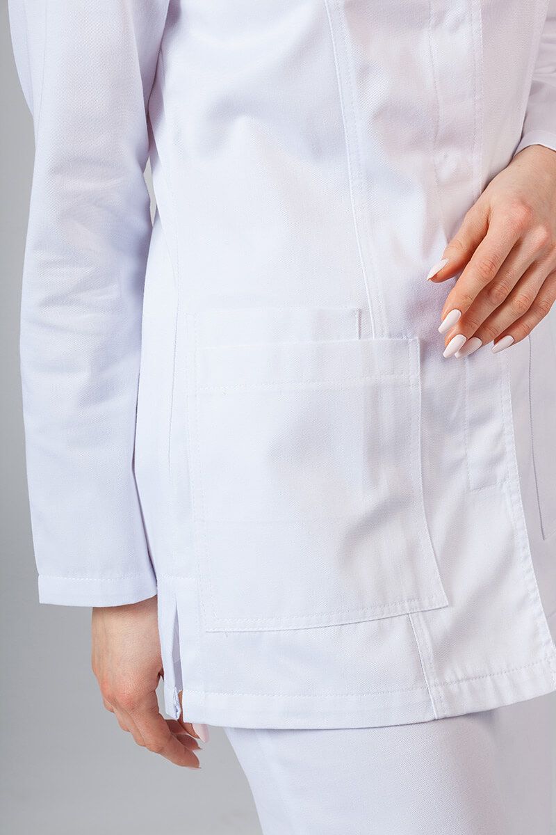 Krátký zdravotnický plášť s dlouhým rukávem (zakryté cvoky) bílý-5