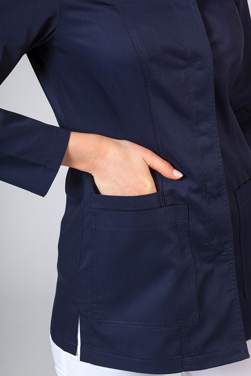 Krátký zdravotnický plášť s dlouhým rukávem (zakryté cvoky) námořnická modř-3