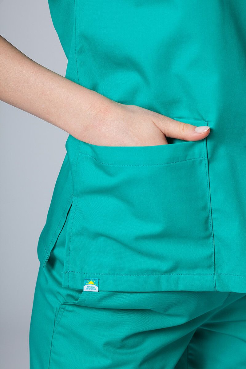 Lékařská dámská halena Sunrise Uniforms Basic Light zelená-3
