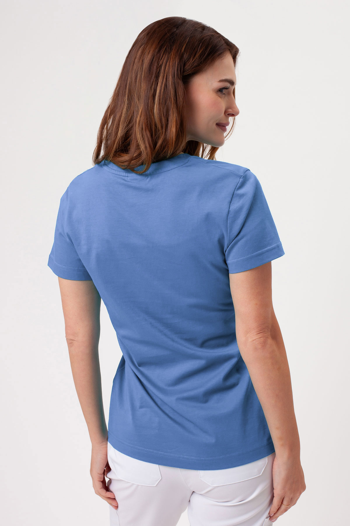 Dámské tričko s krátkým rukávem Malfini Basic lazurové-2