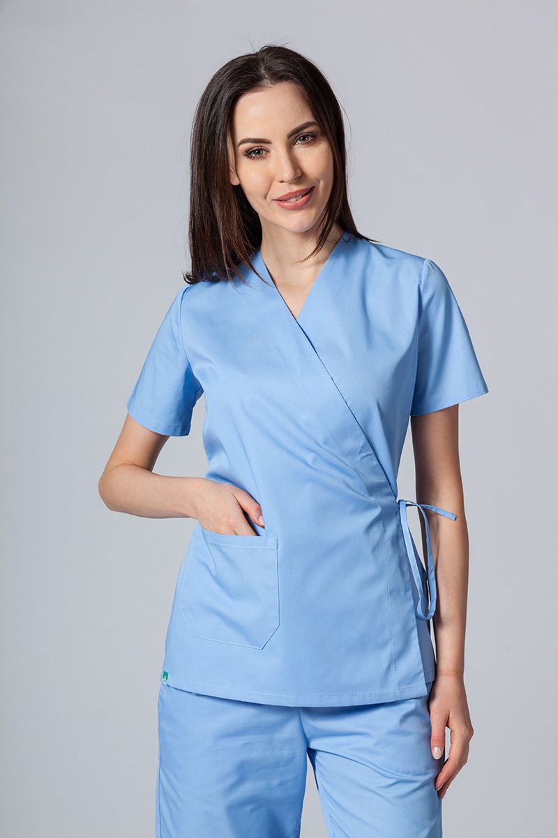 Zástěra/halena dámská s vázáním Sunrise Uniforms modrá-1