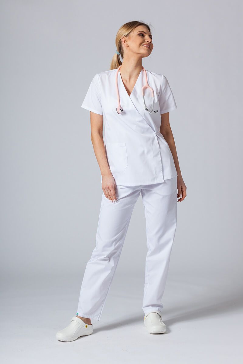 Zástěra/halena dámská s vázáním Sunrise Uniforms bílá-4