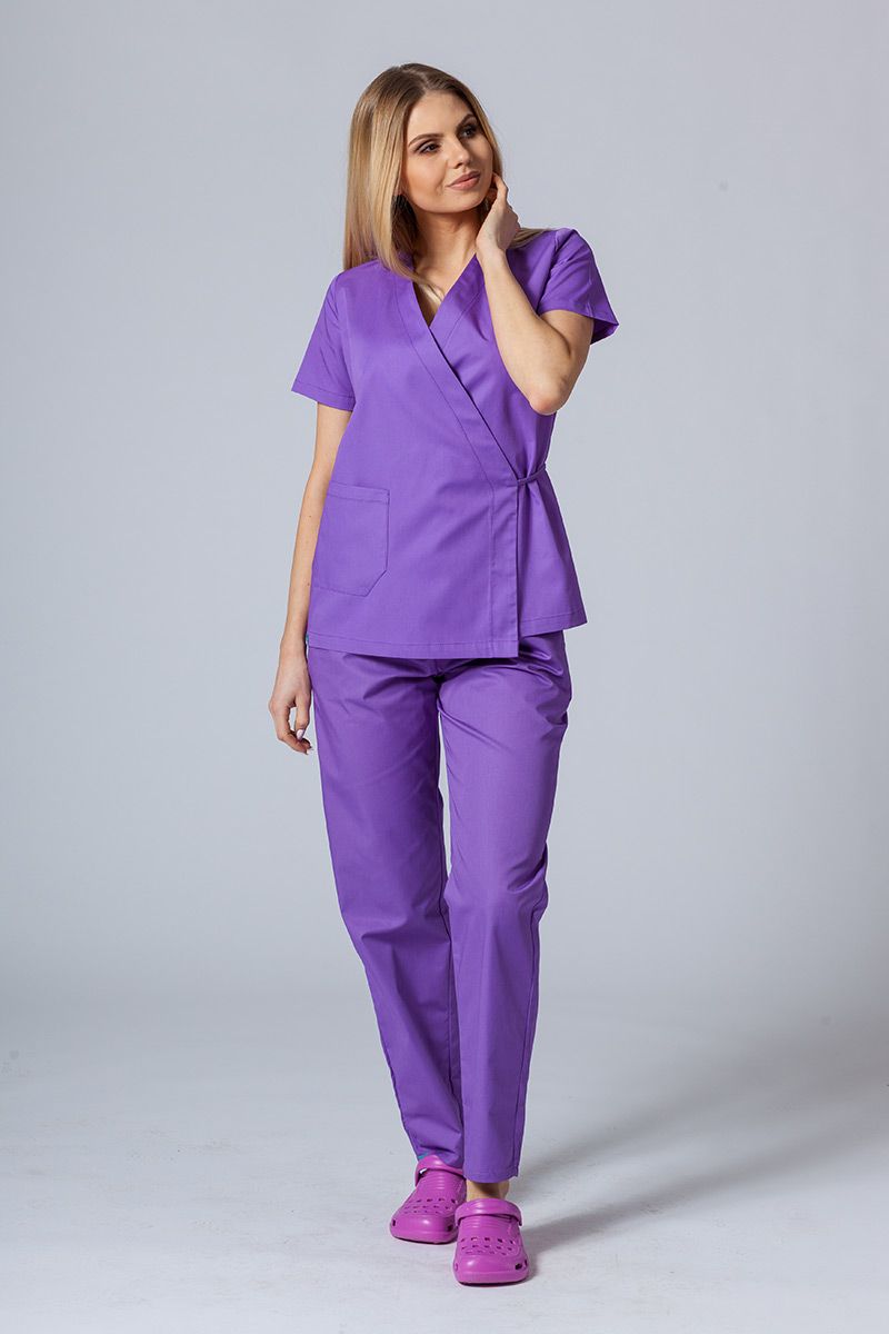 Zástěra/halena dámská s vázáním Sunrise Uniforms fialová-1