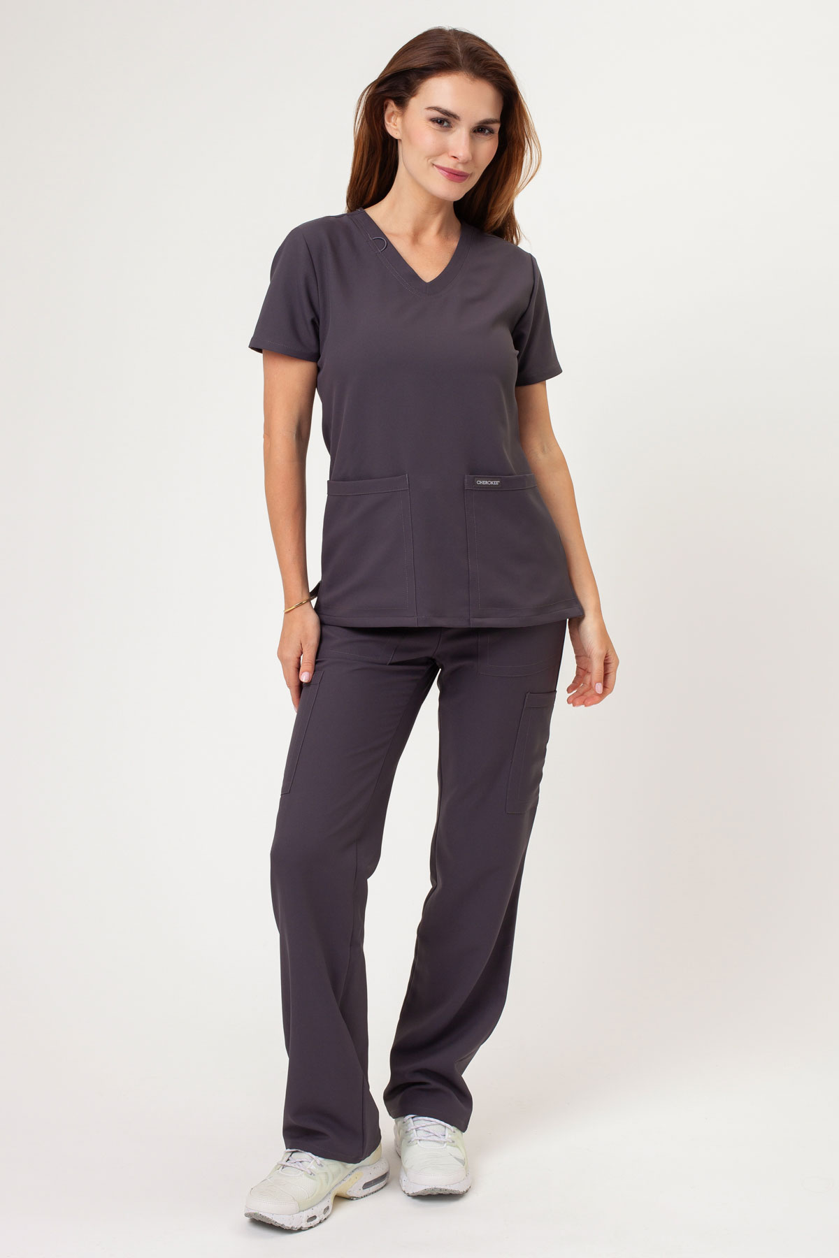 Dámská lékařská halena Cherokee Ultra V-neck Top šedá-6