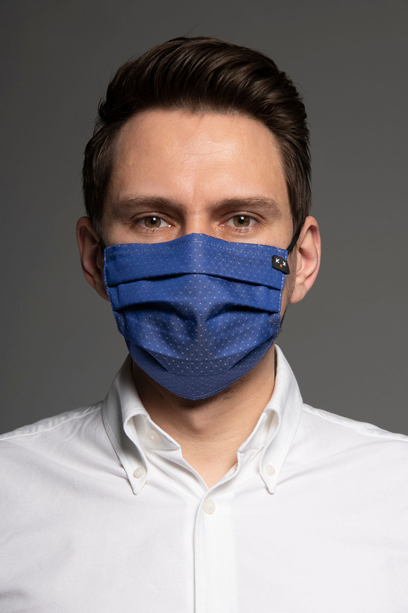 Ochranná maska Classic, 2vrstvá s kapsou na filtr (100% bavlna), unisex, tmavě modrá + vzor-1