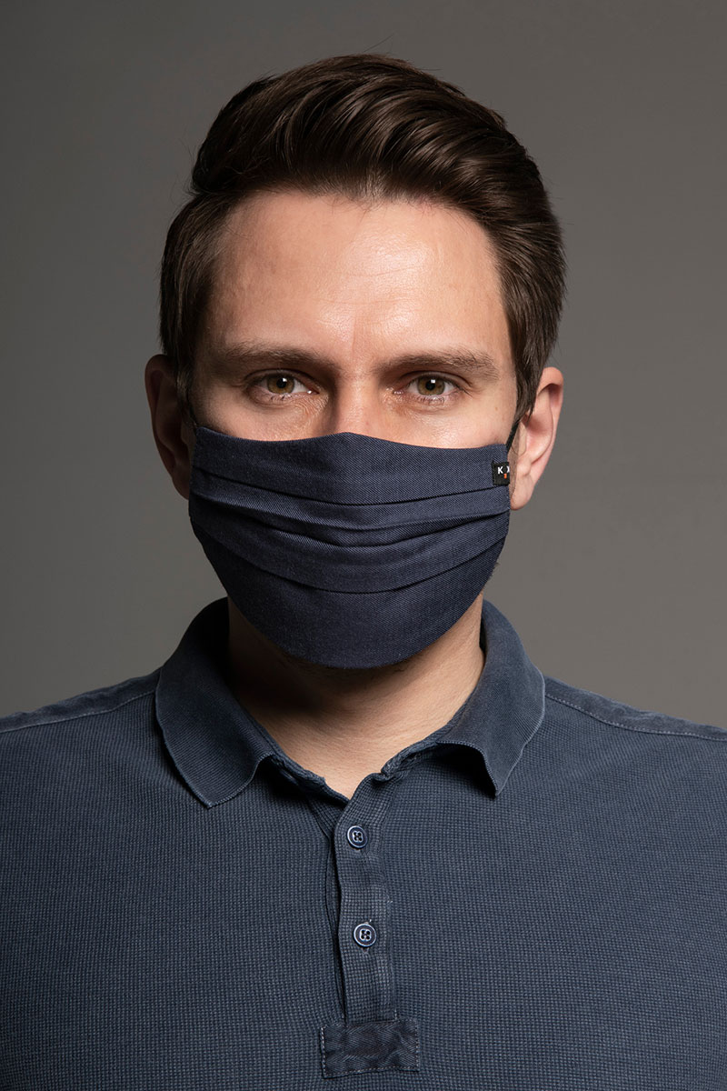 Ochranná maska, dvouvrstvá (100% bavlna), unisex, tmavě modrá-1