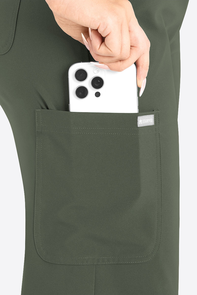 Dámské lékařské kalhoty Maevn Momentum Wide Leg olivkové-3