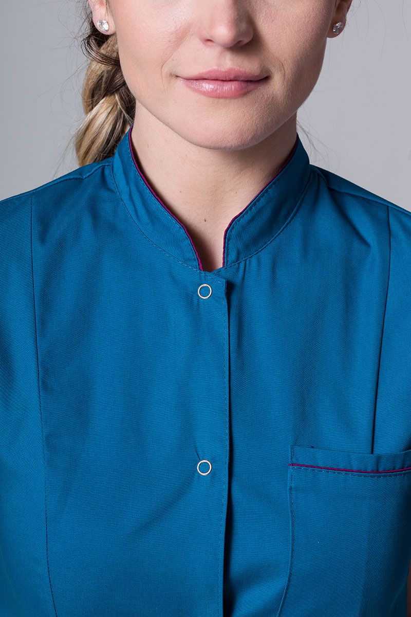 Lékařské sako Sunrise Uniforms karaibsky modré s lilkovým lemem-3