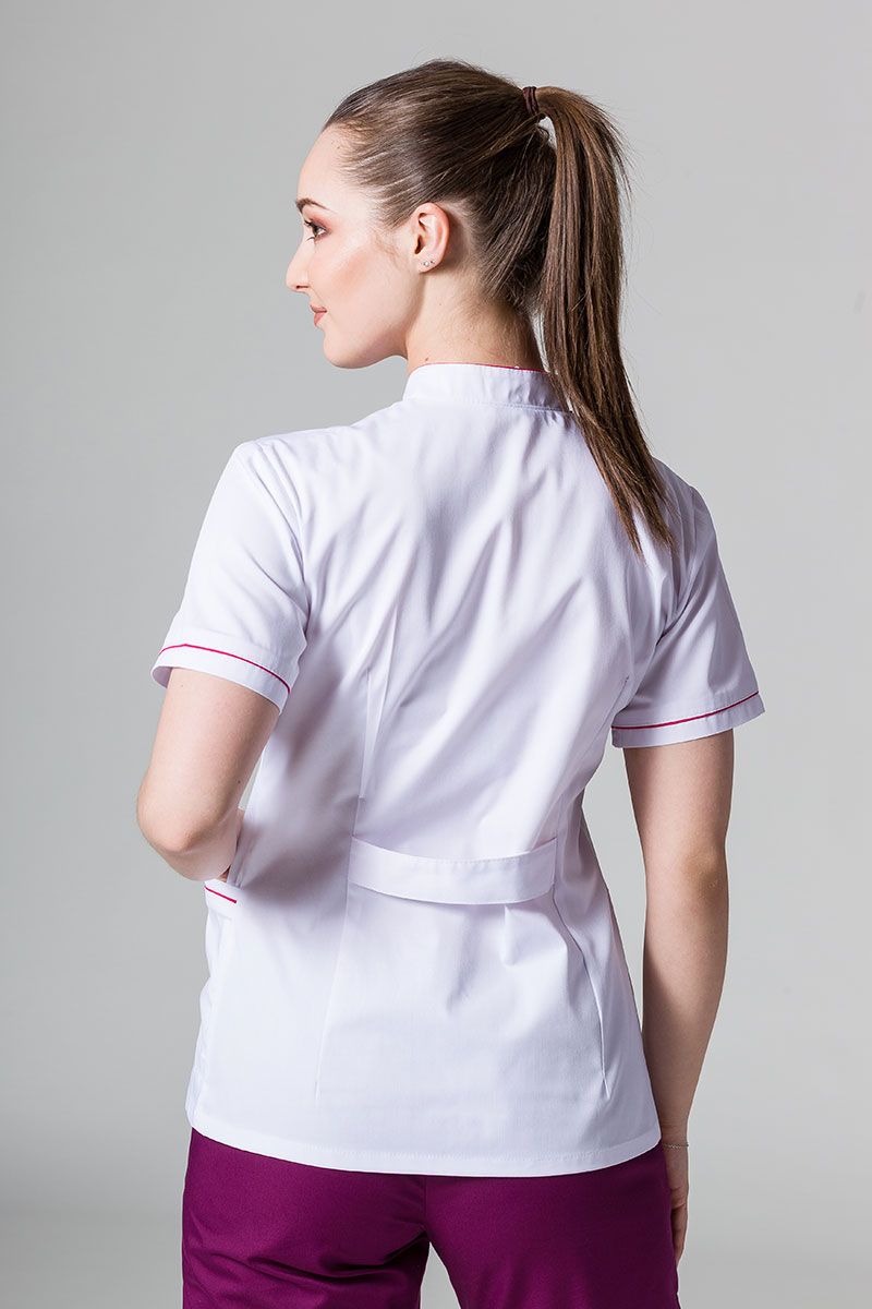Lékařské sako Sunrise Uniforms bilé s malinovým lemem-1