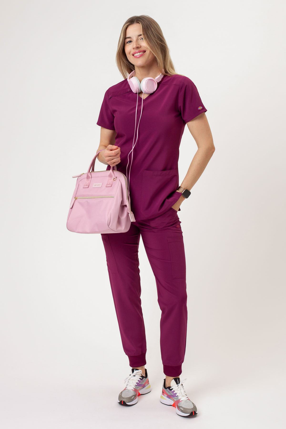 Dámská lékařská halena Dickies EDS Essentials V-Neck třešňová-6