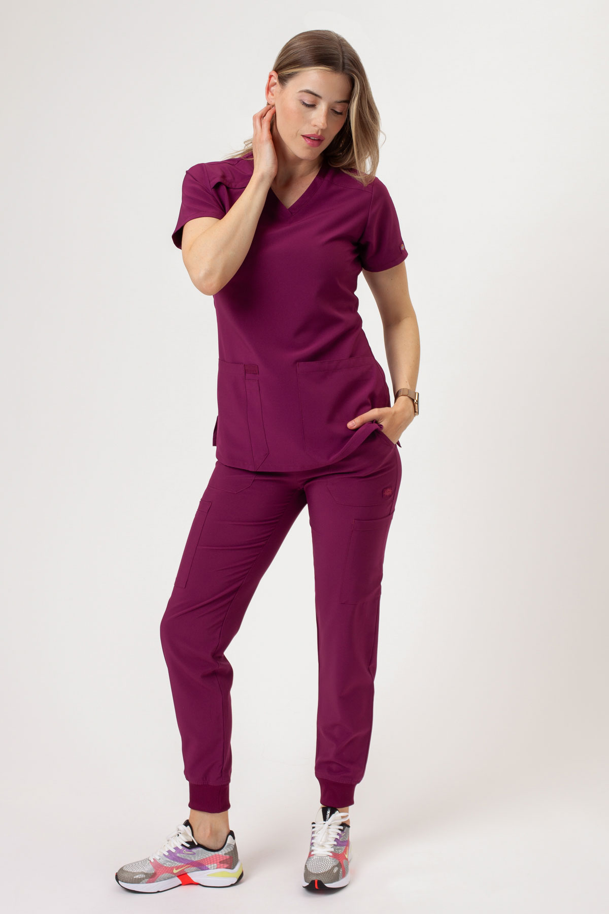 Dámské lékařské kalhoty Dickies EDS Essentials Mid Rise Jogger třešňové-7
