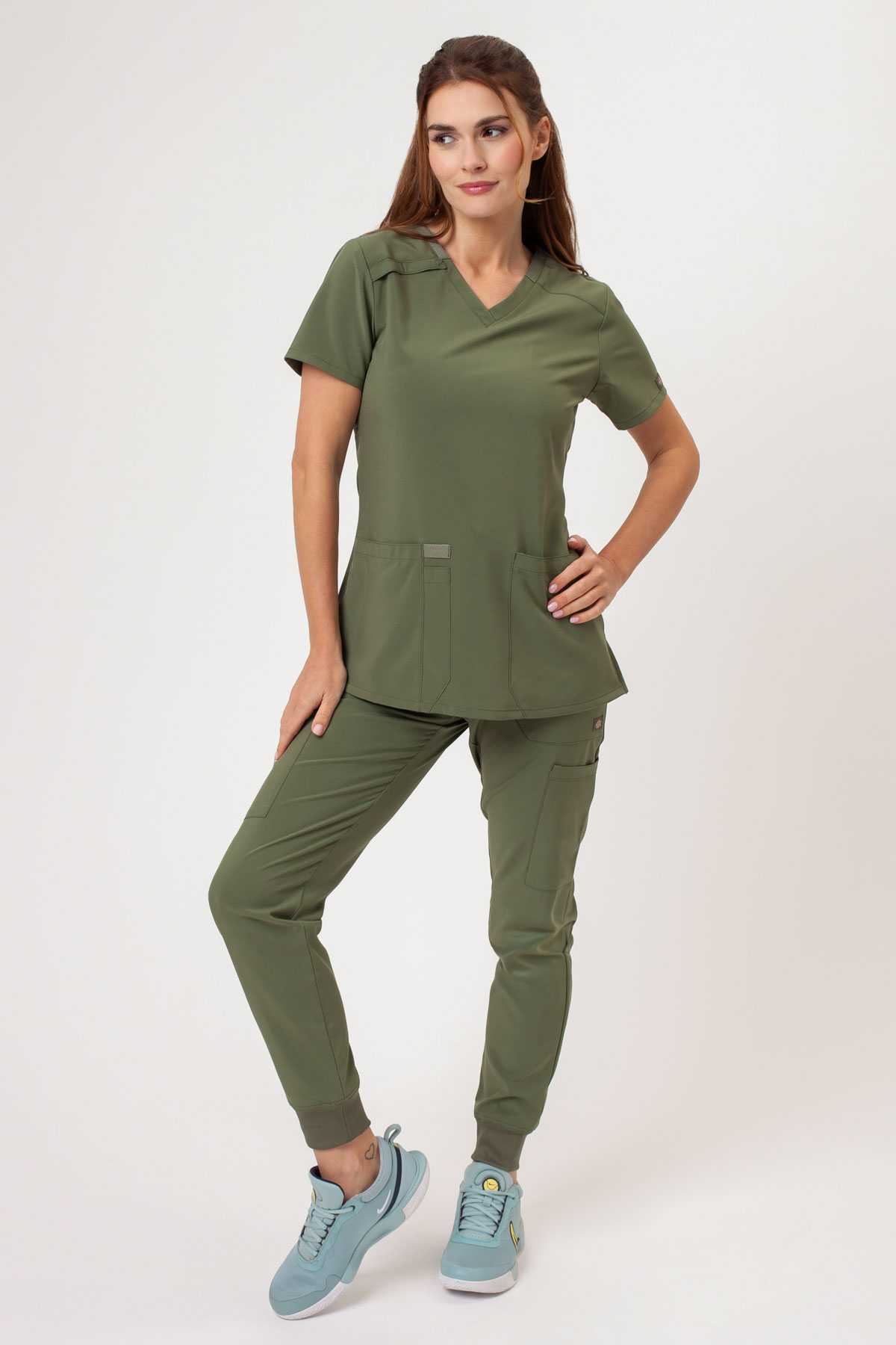 Dámské lékařské kalhoty Dickies EDS Essentials Mid Rise Jogger olivkové-6