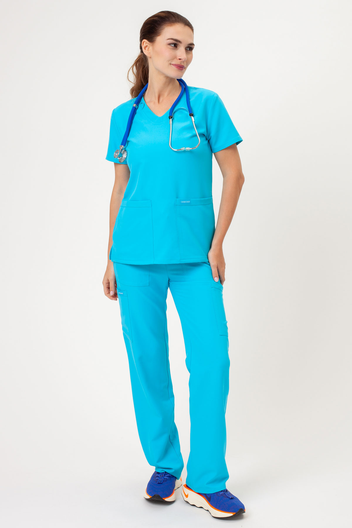 Dámská lékařská halena Cherokee Ultra V-neck Top tyrkysová-4