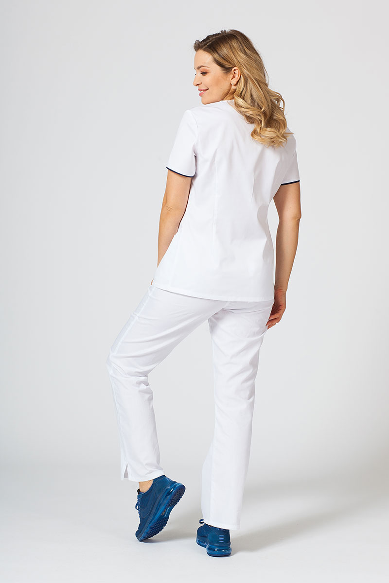 Dámská lékařská halena se zipem Sunrise Uniforms bílá / námořnická modř-3