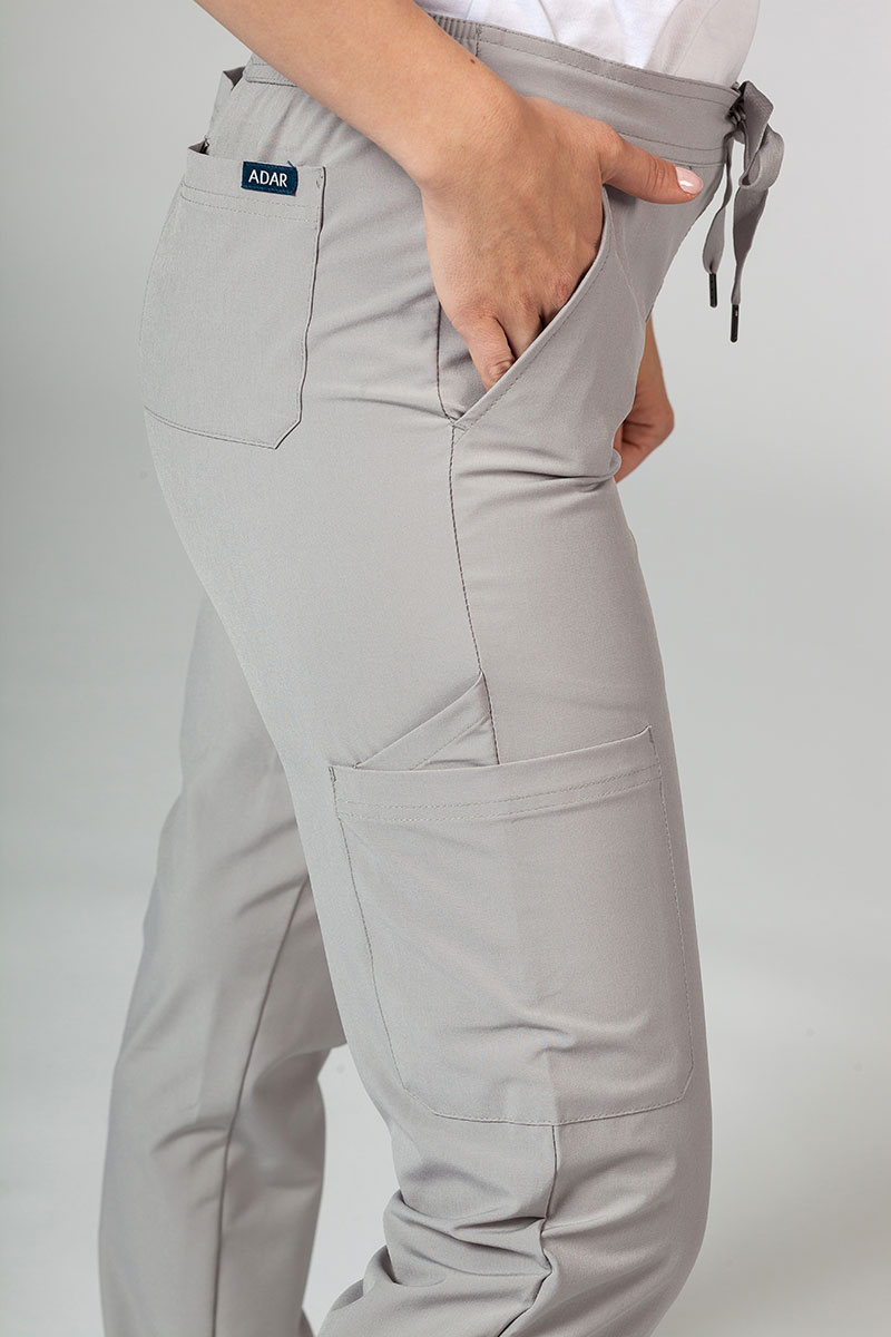 Dámské kalhoty Adar Uniforms Skinny Leg Cargo světle šedé-5