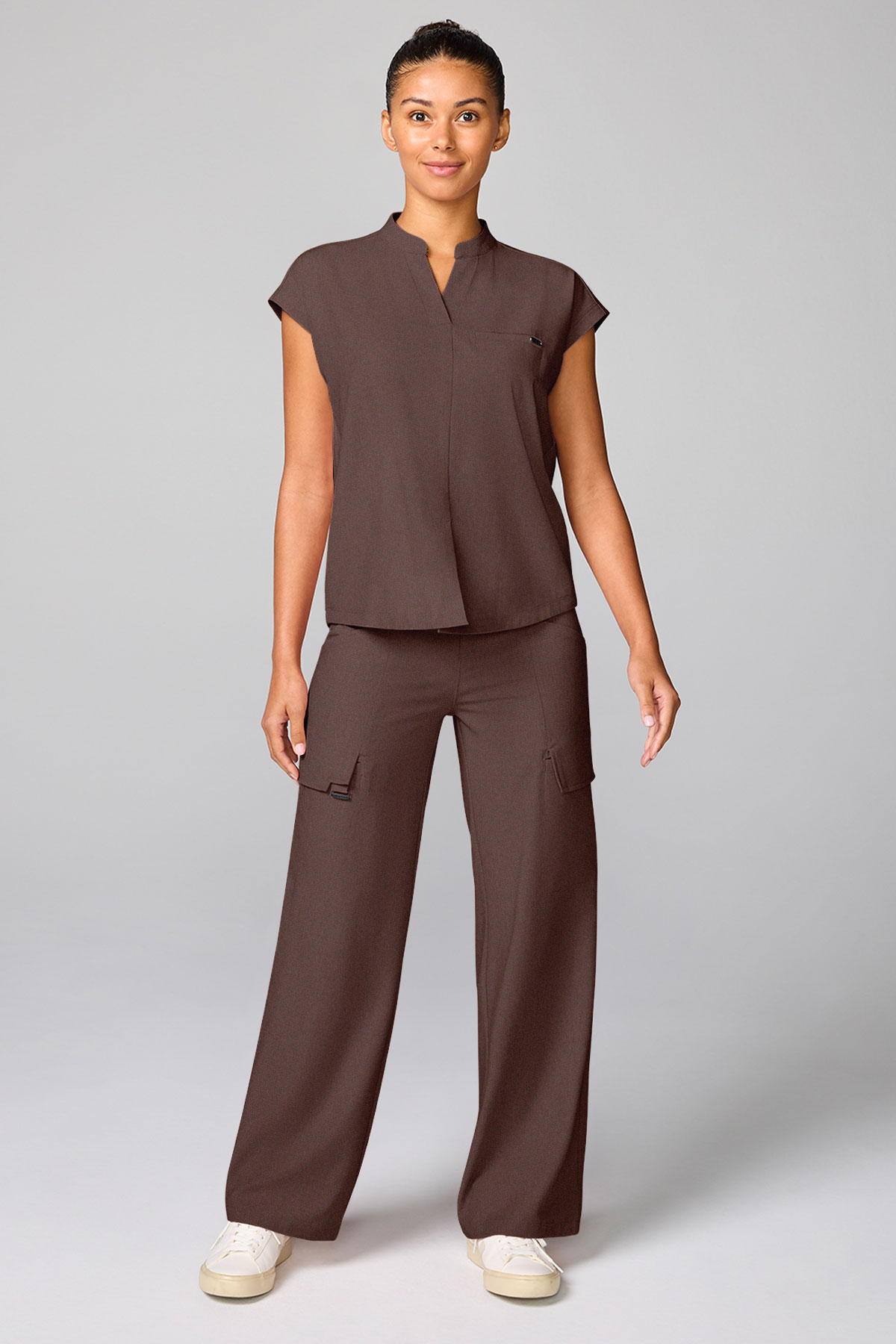 Dámské zdravotnické kalhoty Healing Hands Wide Leg Petite hnědé-6