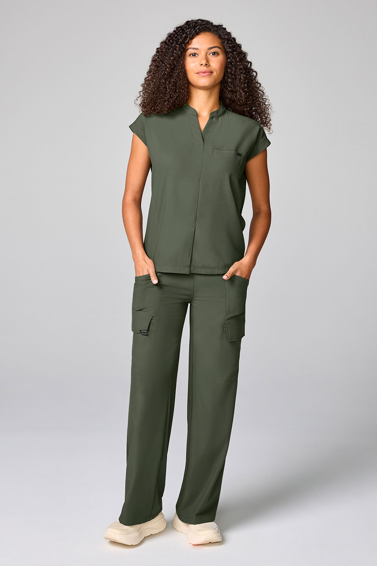 Dámské zdravotnické kalhoty Healing Hands Wide Leg Petite olivkové-6