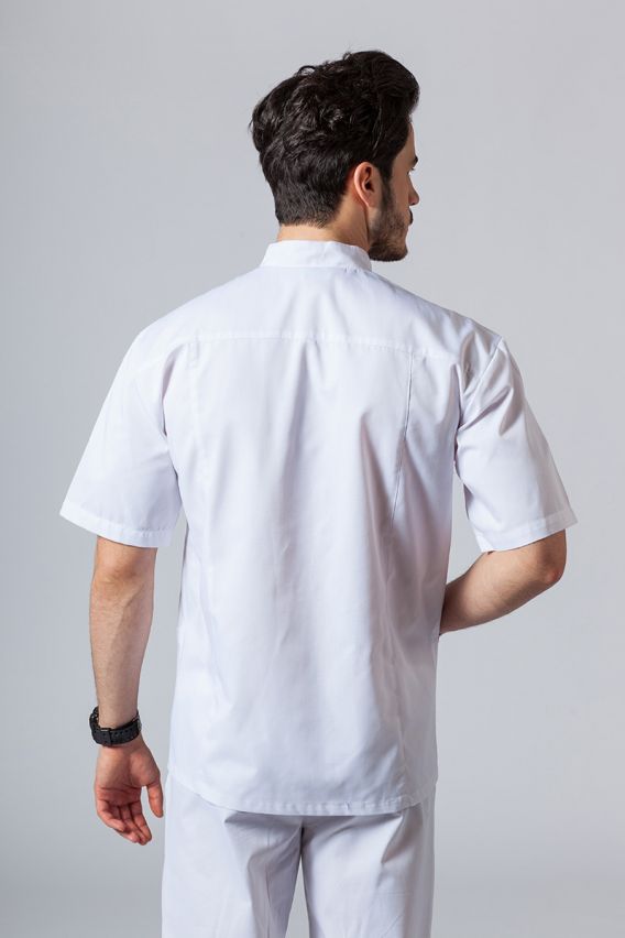 Pánská lékařská košile/halena se stojatým límečkem bílá-4