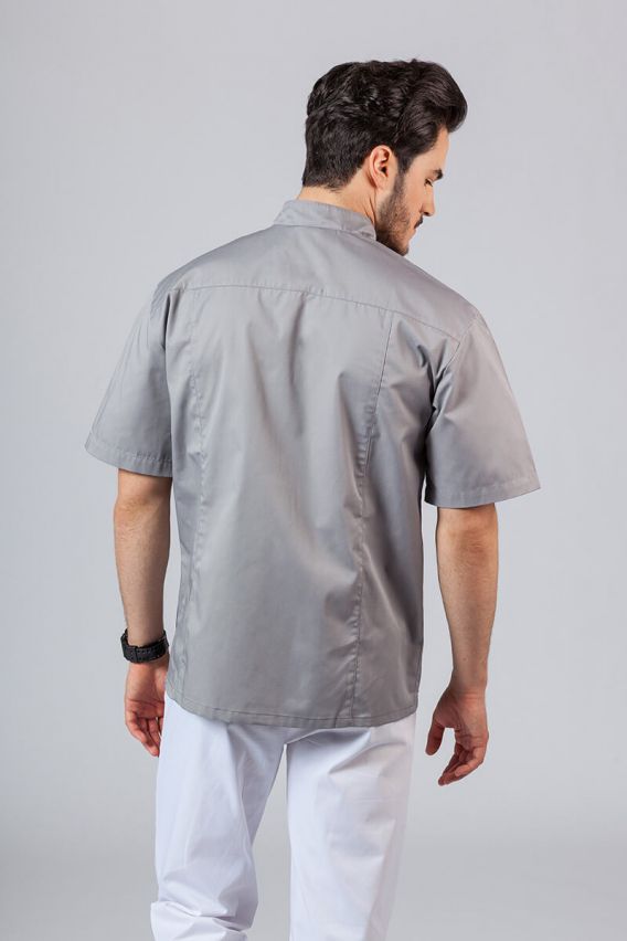 Pánská lékařská košile/halena se stojatým límečkem šedá-3