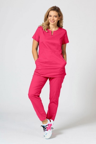 Dámské lékařské kalhoty Sunrise Uniforms Active Loose malinové-6