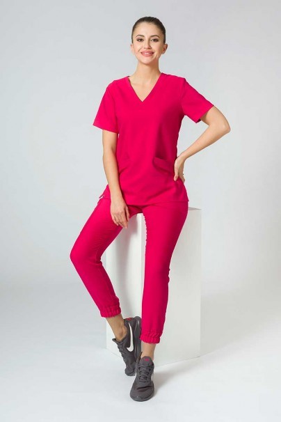 Dámské lékařské kalhoty Sunrise Uniforms Premium Chill jogger malinové-3