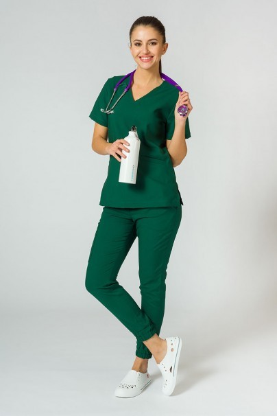 Dámské lékařské kalhoty Sunrise Uniforms Premium Chill jogger tmavě zelené-3