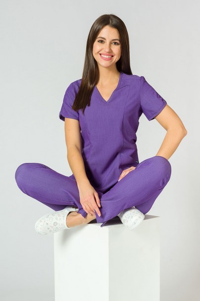 Dámské kalhoty Adar Uniforms Leg Yoga fialové-6