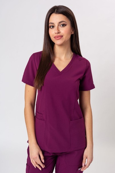 Lékařská dámská souprava Maevn Momentum (halena Double V–neck, kalhoty 6-pocket) třešňová-2