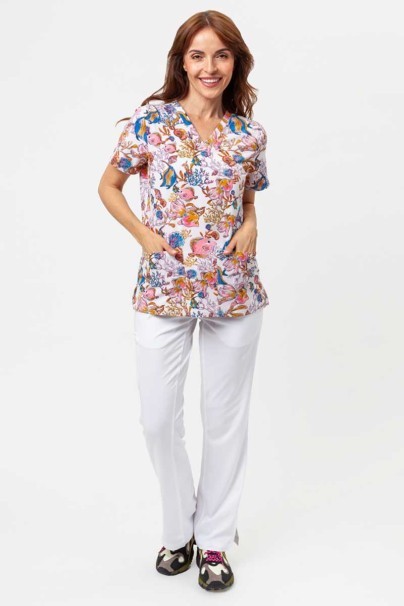 Dámská lékařská halena Cherokee Prints V-neck Fin-tastic Watercolor-2