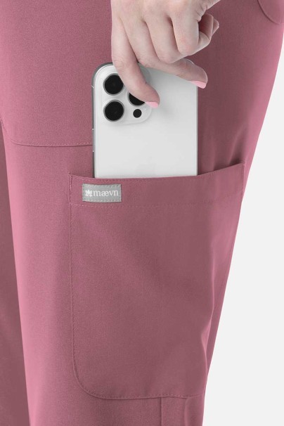 Lékařská dámská souprava Maevn Momentum (halena Double V–neck, kalhoty 6-pocket) pastelově růžová-7