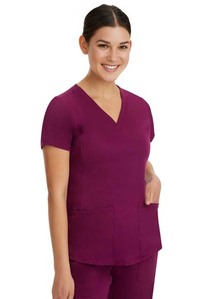 Dámská lékařská halena Healing Hands Monica V-neck třešňová-2