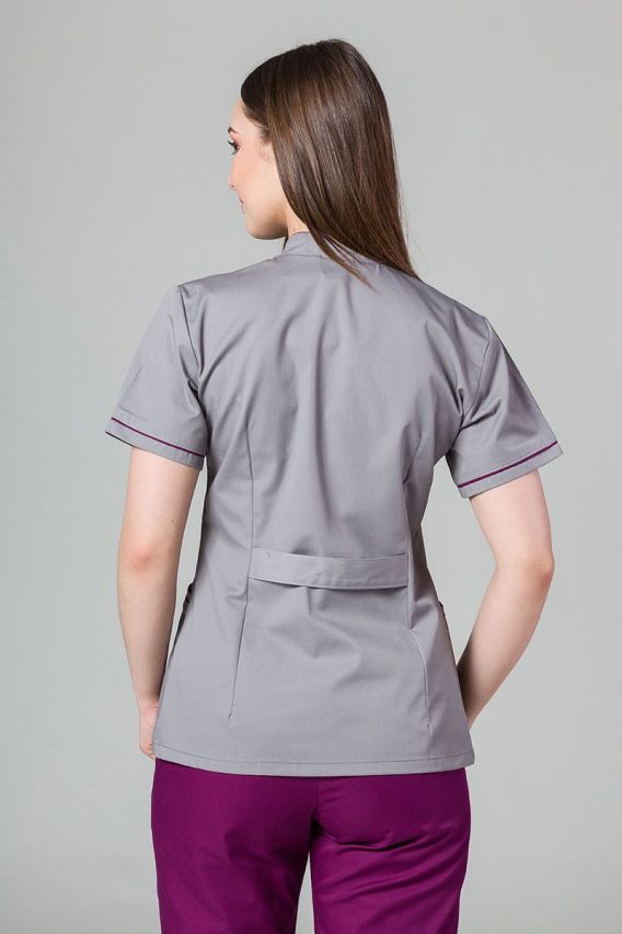 Lékařské sako Sunrise Uniforms šedé s lilkovým lemem-2