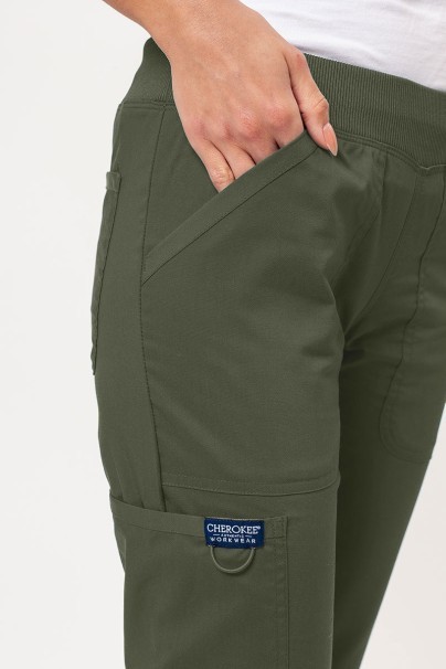 Dámské lékařské kalhoty Cherokee Revolution Straight Leg olivkové-3
