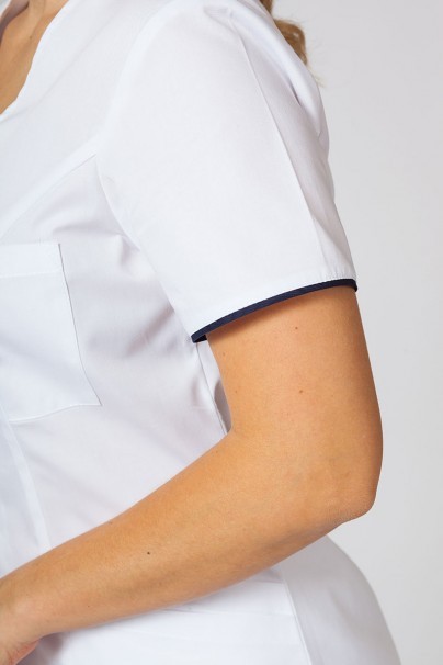 Dámská lékařská halena se zipem Sunrise Uniforms bílá / námořnická modř-6