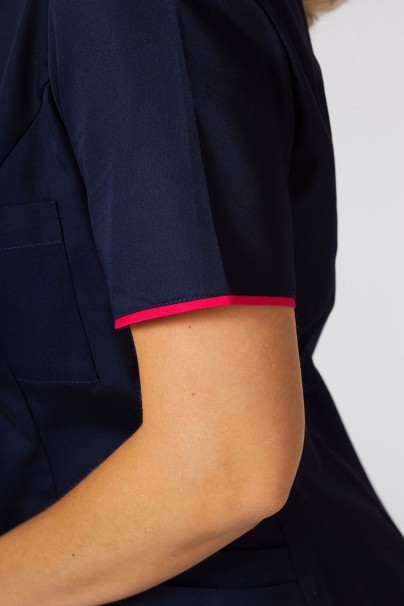 Dámská lékařská halena se zipem Sunrise Uniforms námořnická modř / malinová-6