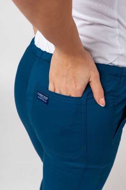 Lékařské dámské kalhoty Cherokee Core Stretch Mid Rise karaibsky modré-5