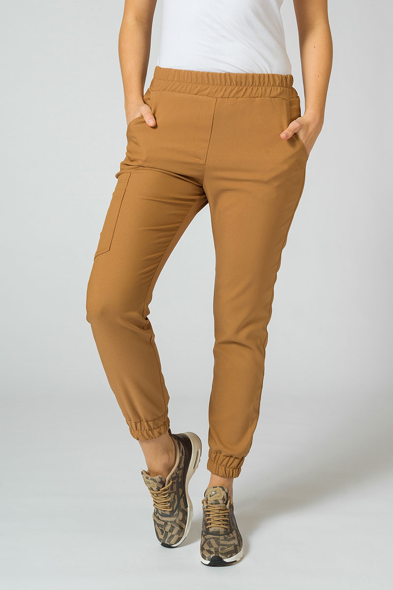 Dámské lékařské kalhoty Sunrise Uniforms Premium Chill jogger hnědé