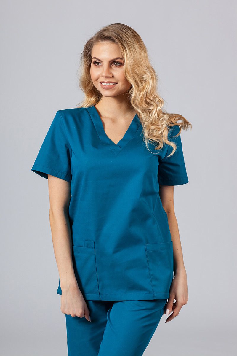 Lékařská dámská halena Sunrise Uniforms Basic Light karaibsky modrá
