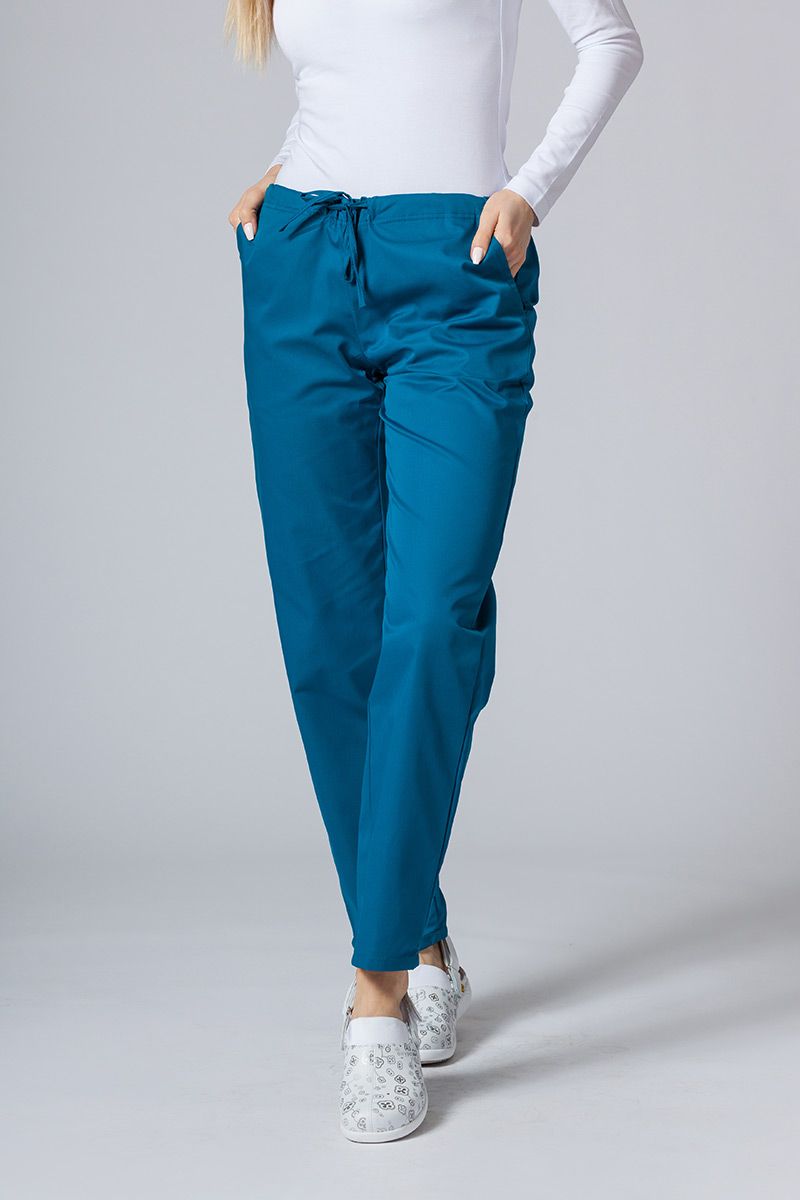 Dámské lékařské kalhoty Sunrise Uniforms Basic Regular karaibsky modré