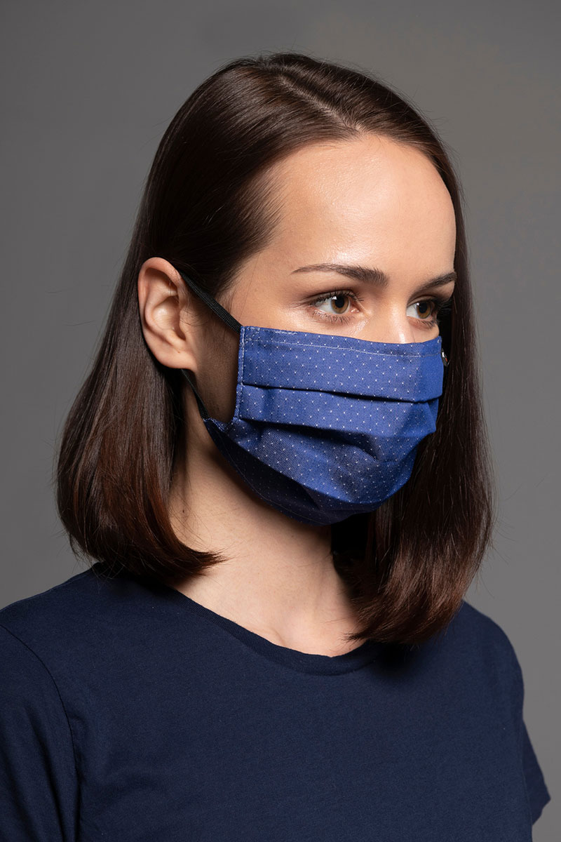 Ochranná maska Classic, 2vrstvá s kapsou na filtr (100% bavlna), unisex, tmavě modrá + vzor