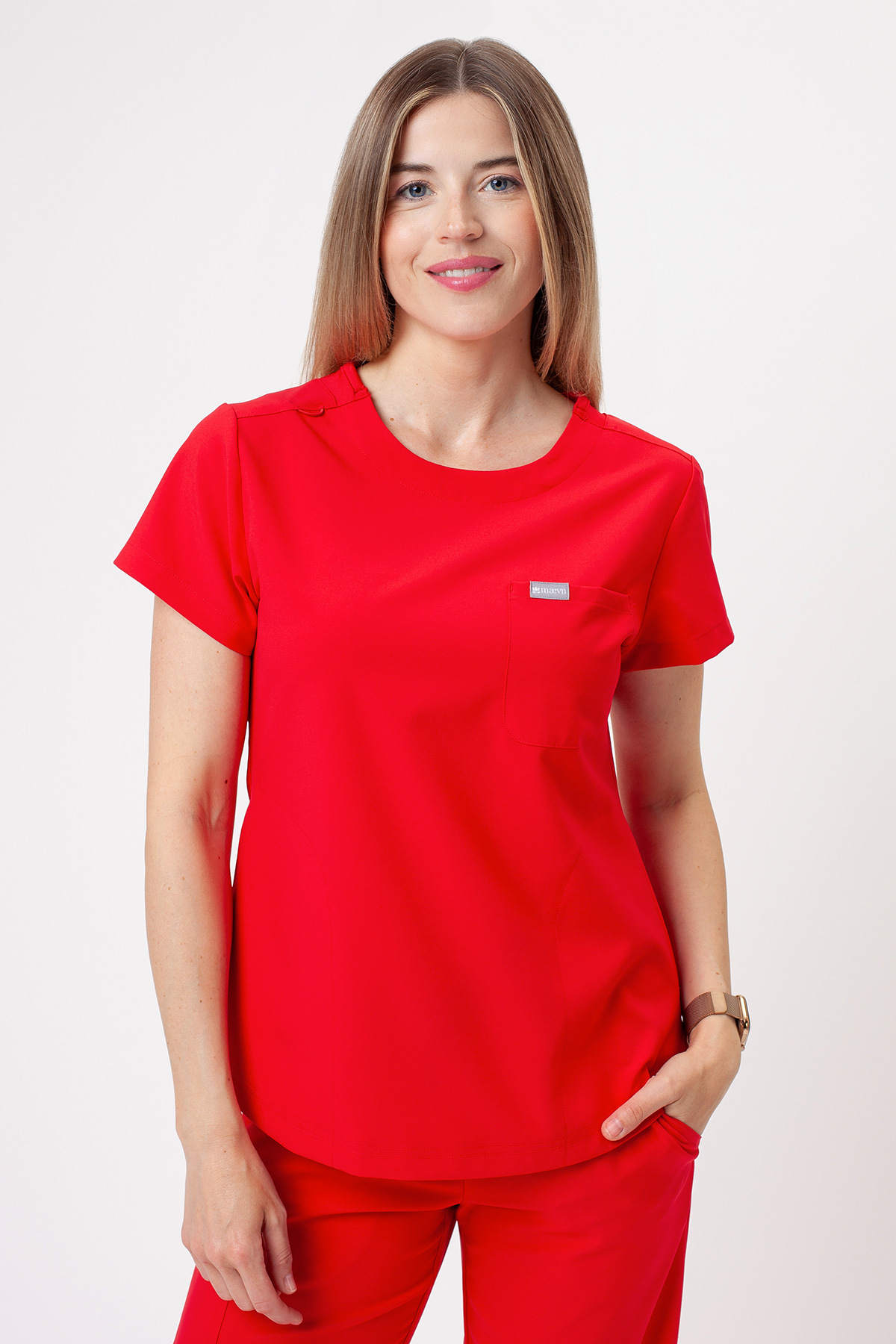 Dámská lékařská halena Maevn Momentum Round Neck červená