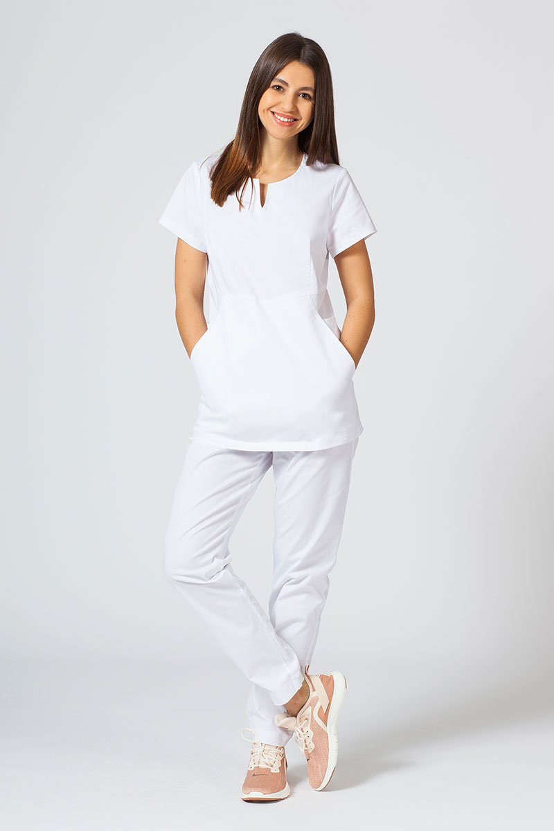 Dámská lékařská souprava Sunrise Uniforms Active (halena Kangaroo, kalhoty Loose) bílá